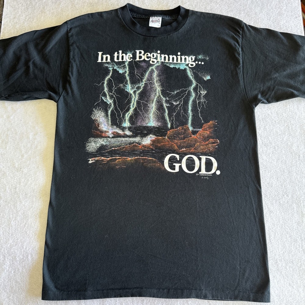 Vintage Jesus T Shirt In The Beginning God California Casuals Single 90s XL