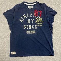 Aeropostale Athletic NY Since 87 Graphic T-Shirt Distressed Navy Blue Mens XXL