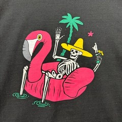 Brisco Brands T Shirt Mens Large Black Flamingo Skeleton Short Sleeve Party Dad