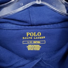 Polo Ralph Lauren Hooded T Shirt Mens L Large Blue Long Sleeve Drawstring Pony