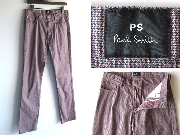 Paul Smith Hound’s Tooth 5-Pocket Pants Leather Patch Logo Japan