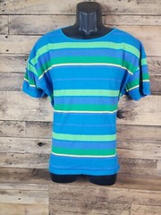 Limited Tshirt Men Blue Green Yellow Purple Striped Large Chest 48″ Length 25.5″