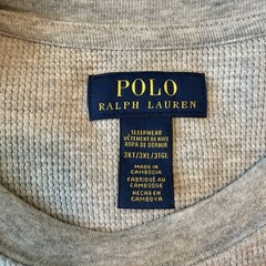 Polo Ralph Lauren Embroidered Bear Gray Waffle Thermal Long Sleeve Shirt Mens 3X