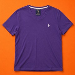 U.S. Polo Assn. Men’s Purple V-Neck T-Shirt Size M Cotton Stretch Logo Tee