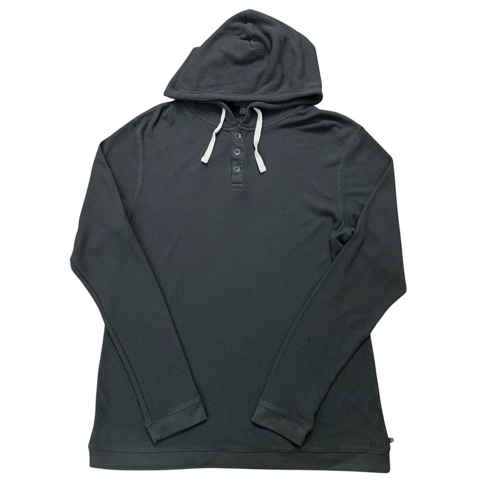 Free Fly Thermal Henley Hoodie Mens XL Pullover Drawstring Bamboo Stretch Green