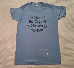 Vintage 1980 Church of Epiphany 75th Anniversary Light Blue T-shirt Size XL