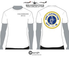 USS Lexington AVT-16 Logo Back Squadron T-Shirt, USN Licensed Product