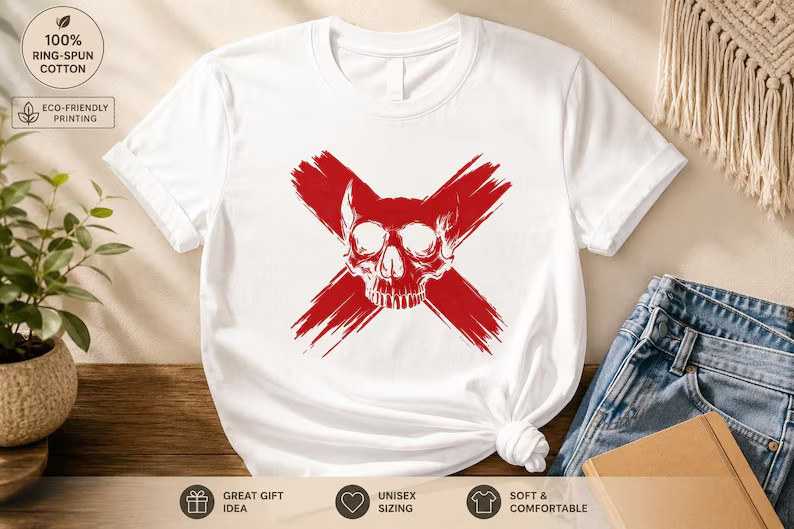 Red Skull X Graphic Tee, Dark Cotton Unisex Shirt