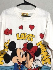 Vintage Disney Mickey Loves Minnie Mouse T shirt Sleep Shirt Pajama Party USA