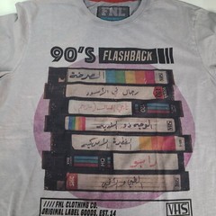 90s Flashback VHS Cassettes T-shirt Large Gray Arabic FNL Original Label Goods