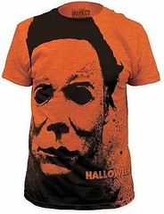 HALLOWEEN SPLATTER MASK MICHAEL MYERS SCARY CREEPY SPOOKY MOVIE T SHIRT