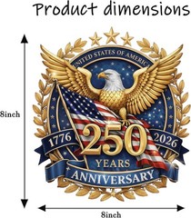 2pcs 250th Anniversary USA Car Decal Sticker, Patriotic Bald Eagle 1776–2026 V