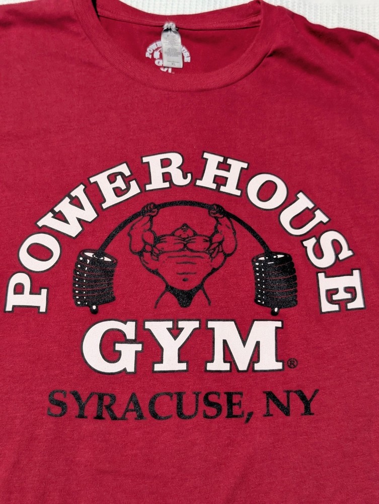Maroon Powerhouse Gym Syracuse New York Men’s Size XL Cotton T-Shirt Workout