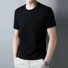Summer High-End New Mulberry Silk Round Neck T-shirt Men’s Thin Pure Color Silk