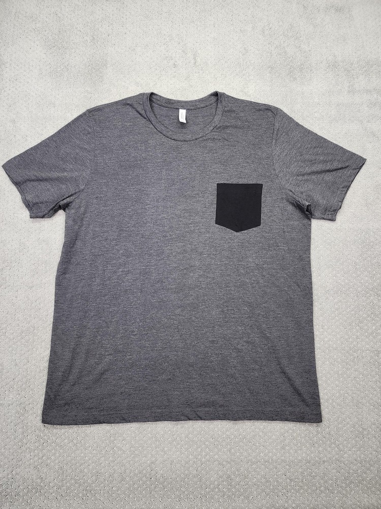 Bella + Canvas Shirt Mens 2XL Gray Black Pocket Tee Short Sleeve Casual