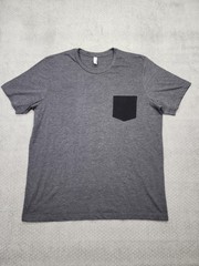Bella + Canvas Shirt Mens 2XL Gray Black Pocket Tee Short Sleeve Casual