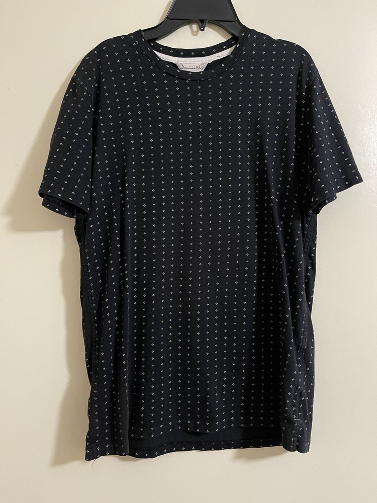 Rag & Bone Short Sleeve Geometric Dot Pattern Tshirt Tee Black Sz S