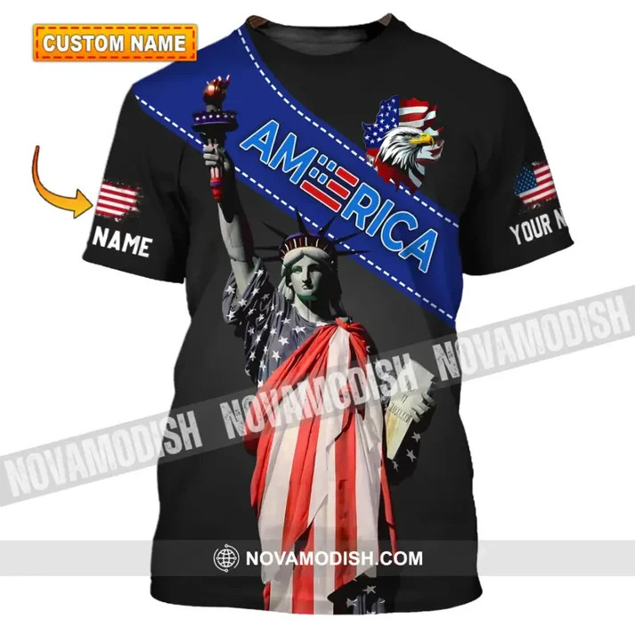 Unisex Shirt – Custom Name 3D Shirt – Liberties America Flag Color BS1717