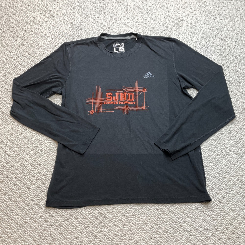Adidas Ultimate Tee Shirt Mens Large Black SJND Summer Discovery Long Sleeve