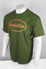 CAT Caterpillar Men’s T Shirt Retro Logo Short Sleeve Chive Green 1010030