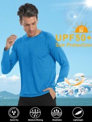 UPF50+ Mens Sun Protection Shirts Long Sleeve Quick Dry Sports Workout Fishing T