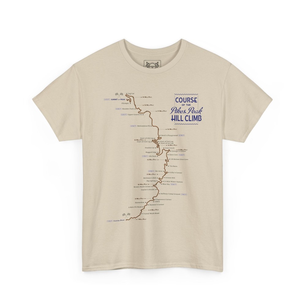 Pikes Peak Hill Climb T-Shirt Colorado Race Track Map Design Tee Motorsport Gift