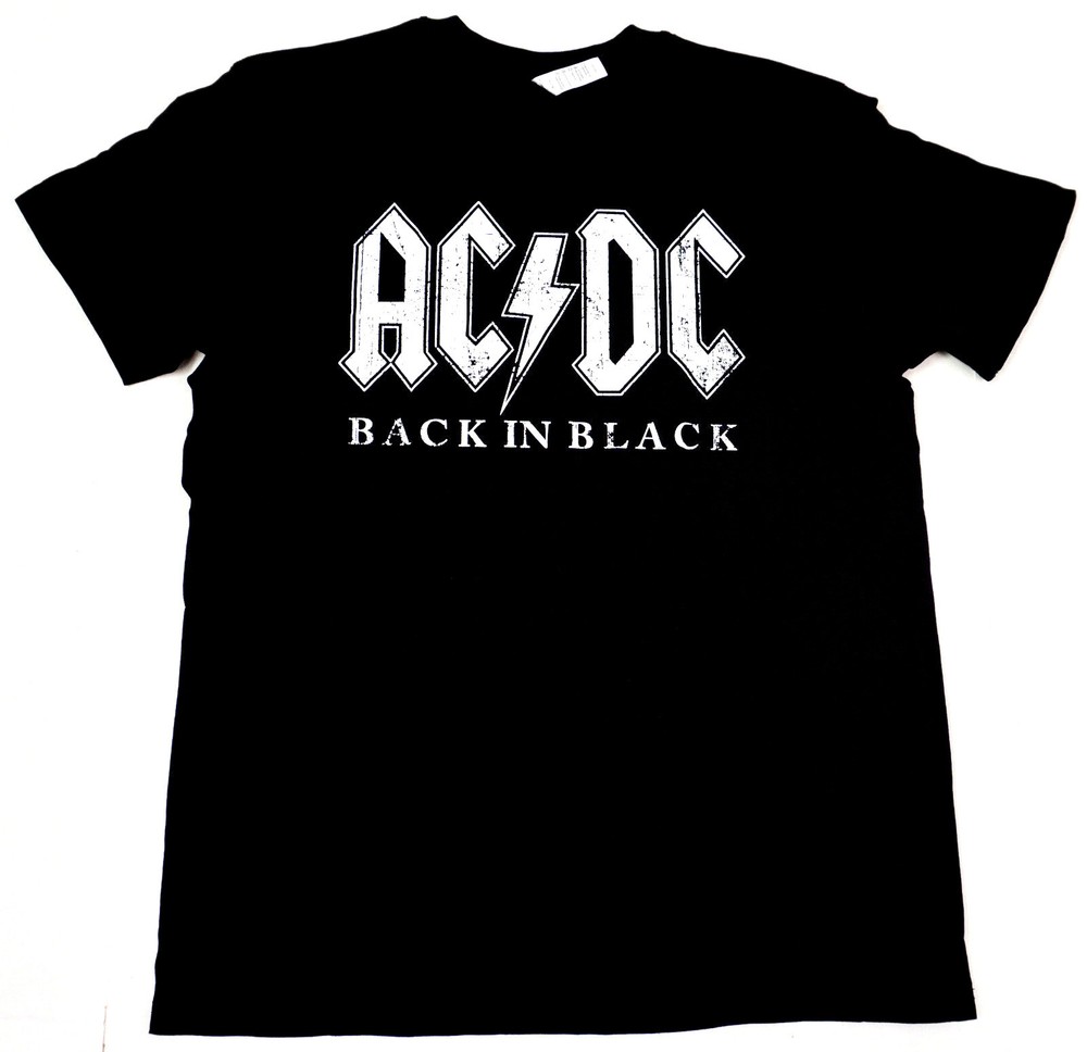 AC/DC Back In Black T-shirt AC DC Classic Hard Rock Band Tee Adult Men’s New