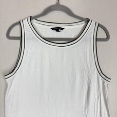 Banana Republic Shirt Mens Large White Sleeveless Tank Top Contrast Trim Jersey