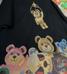 New Men Luxury Rhinestones Fashion T-Shirt High Quality Black White