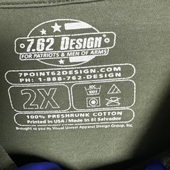 7.62 Design Graphic Design Mens T-shirts Green 2X #5366