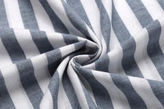 Men’s Cotton Hemp Long Sleeve Casual Beach Henley Shirt (Grey Blue Stripe,L)