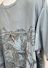 Vintage Habitat Wilderness Nature Wolf All Over Print Embroidered Shirt XXL Blue