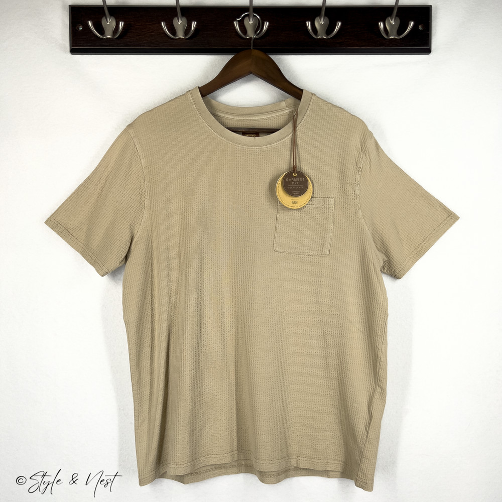 Common People Waffle Knit Tee Medium Stone Cozy Ribbed Coastal Summer