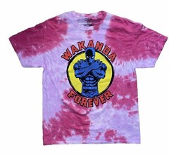 NWOT Marvel Comics Black Panther Wakanda Forever Pink Tie-Dye t-shirt Mens sz L