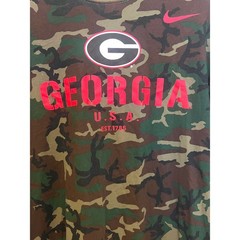 Nike Georgia Bulldogs Camo Long Sleeve Dri-FIT Shirt Mens Large USA Flag Patch