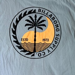 Billabong Graphic Tee Men’s Large Dusty Blue Yin Yang Palm Tree NWT