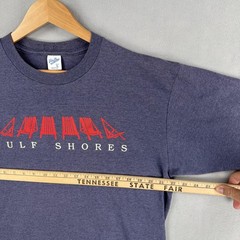 Vintage Gulf Shores Shirt Size XL Blue Short Sleeve Beach Chairs Velva Sheen USA