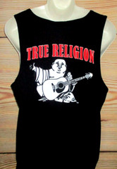 MENS TRUE RELIGION BUDDHA HORSESHOE BLACK TANK TOP T-SHIRT SIZE L