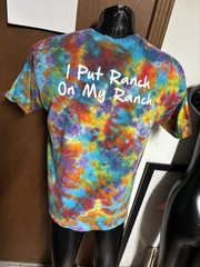 HIDEAWAY PIZZA Tiedye T SHIRT L Large Colorful Rainbow Peace Love Ranch Cotton