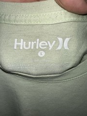 Hurley Logo Graphic Green Crew Neck Short Sleeve Mens Cotton Knit T-Shirt Size L