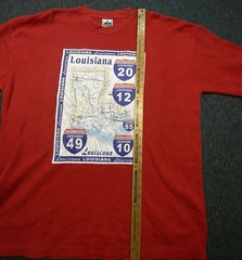 John Son Louisiana Map Thermal TShirt Sz 3XL Mens Red Gorpcore Interstate