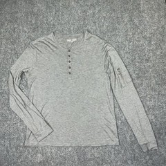 7 for all Mankind Mens Size L Gray Henley Modal Silk Blend Tee