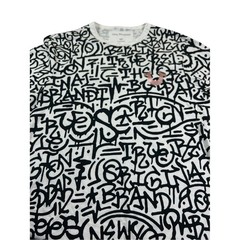 TRUE RELIGION Graffiti Print Graphic T Shirt White Black Metallic Horseshoe M