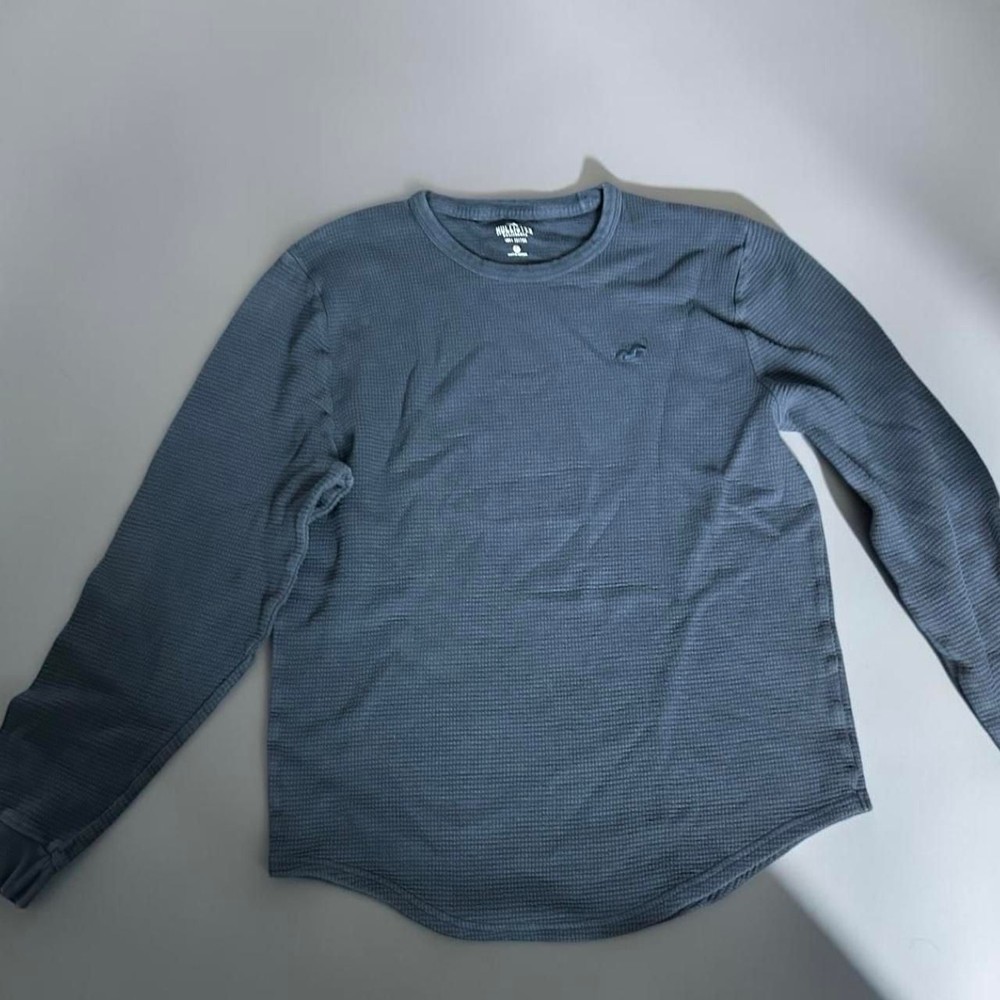 Hollister California Navy Waffle-Knit Thermal Long Sleeve Shirt