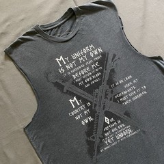 Grunt Style Tank Top Mens XL Gray Cut Sleeves 2nd Amendment USA Gun Rights