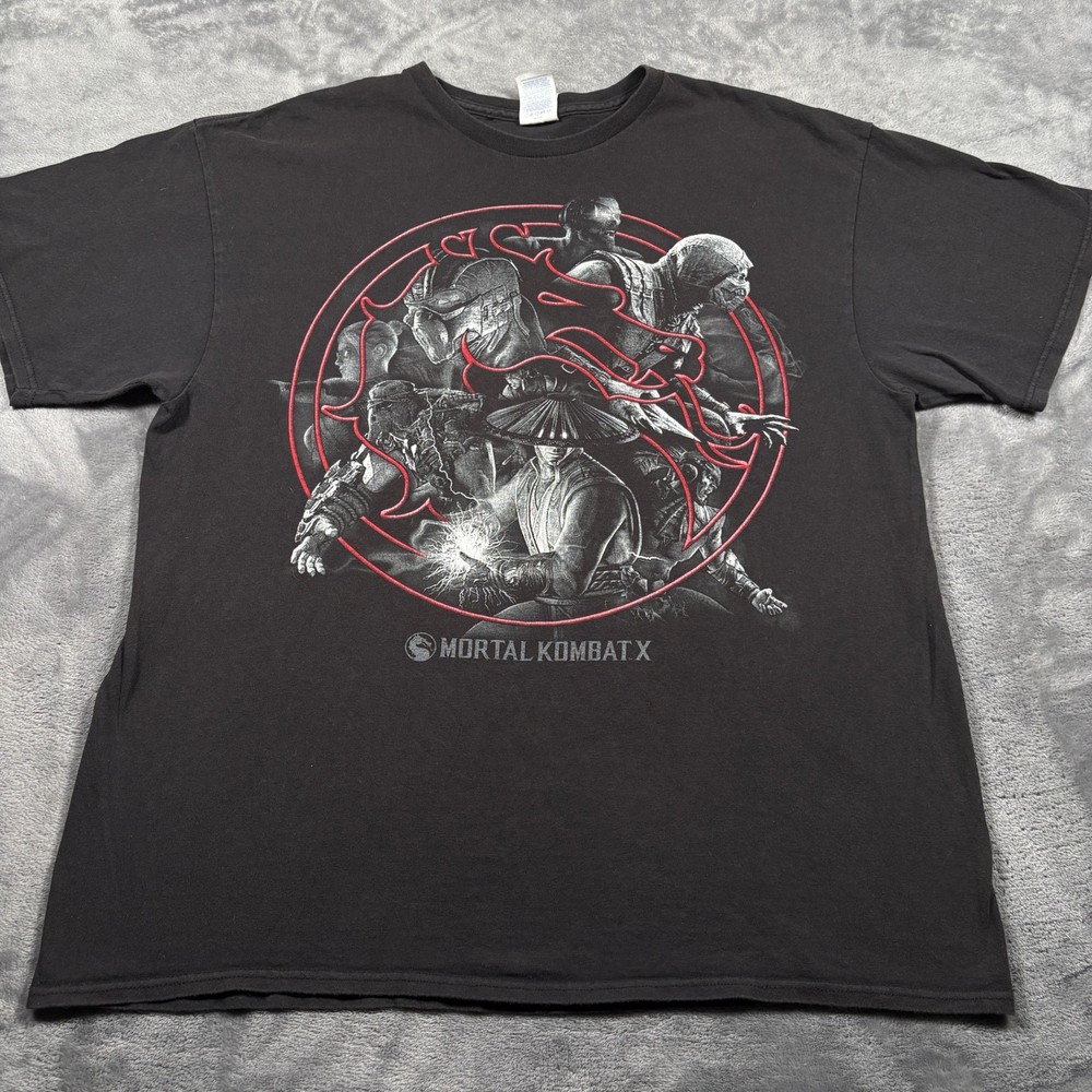 Vintage Delta T-Shirt Mens XL Black Mortal Kombat X Fighting Video Games Graphic