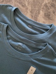 M&S Regular Fit Pure Cotton Crew Neck T-Shirt ~ LONG LENGTH ~ 2 PACK ~ Size L