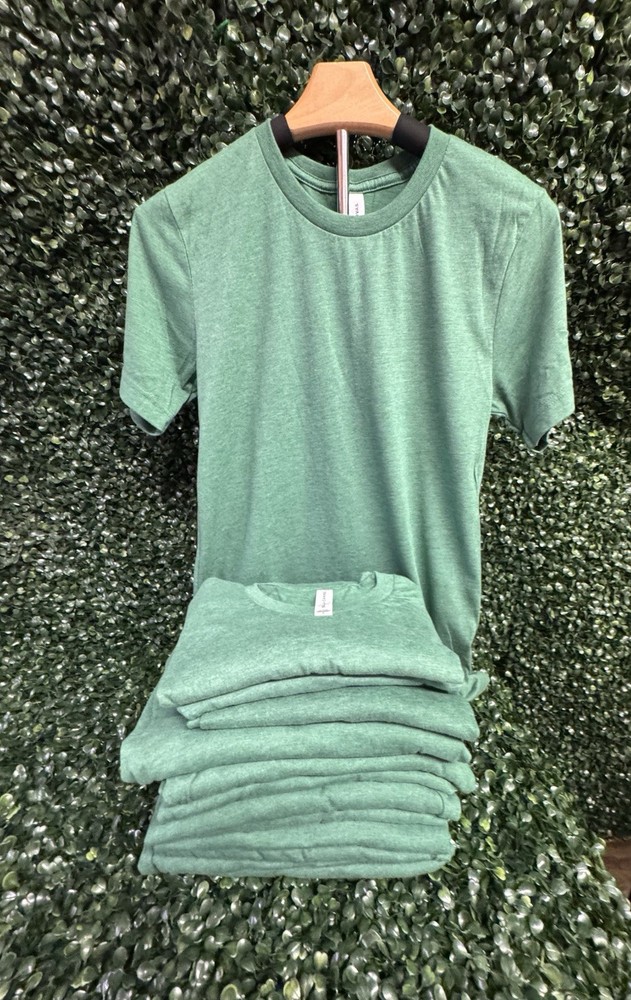 BellaCanvas heather grass green 3301C Sueded Shirt 52% cotton 48% polyester
