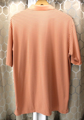 Men’s Size L Peter Millar Summer Comfort Polo Golf Shirt Peachy Orange Striped