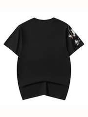 Niepce Men’s Flower and Birds Embroidery Tee Japanese Streetwear T-Shirt